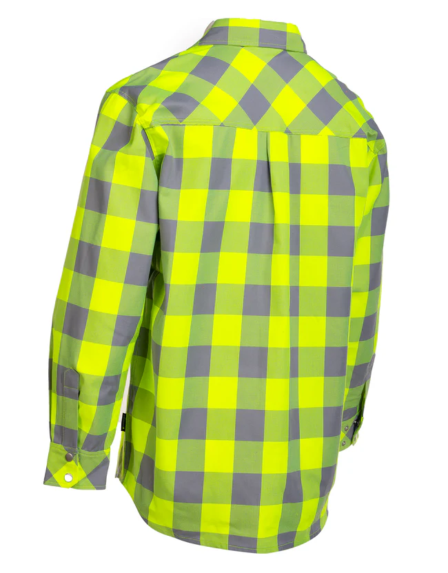 Forcefield - Hi Vis Lime Buffalo Plaid Unlined Flannel Shirt - Image 3