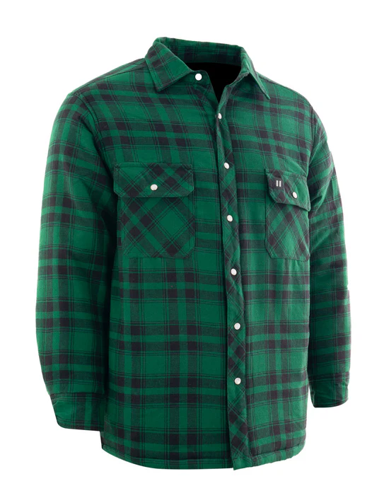 Forcefield - Green Plaid Quilt-Lined Flannel Shirt Jacket