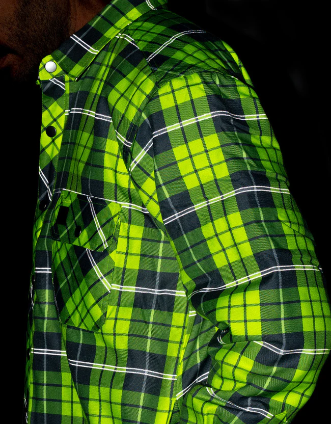 Forcefield - Hi Vis Plaid Unlined Flannel Shirt Jacket with Reflective Striping - Image 4