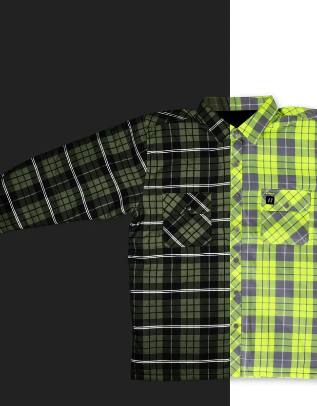 Forcefield - Hi Vis Plaid Unlined Flannel Shirt Jacket with Reflective Striping - Image 2