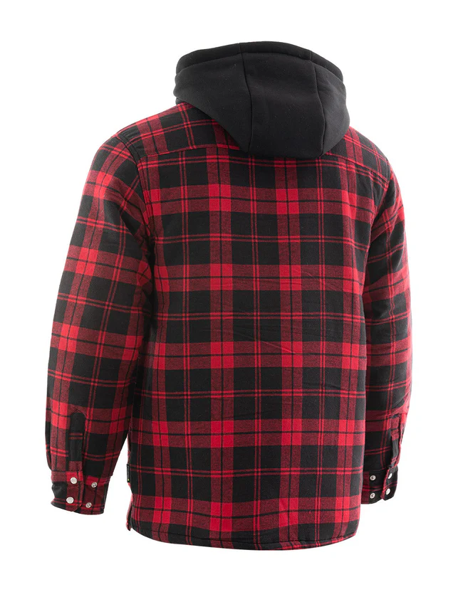 Forcefield - Red Hooded Plaid Quilt-Lined Flannel Shirt Jacket - Image 2