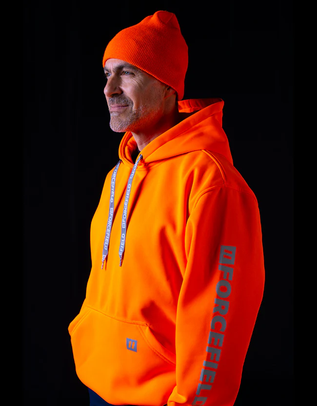 Forcefield - Hi Vis Orange Pullover Forcefield Logo Sleeve Graphic Hoodie - Image 2