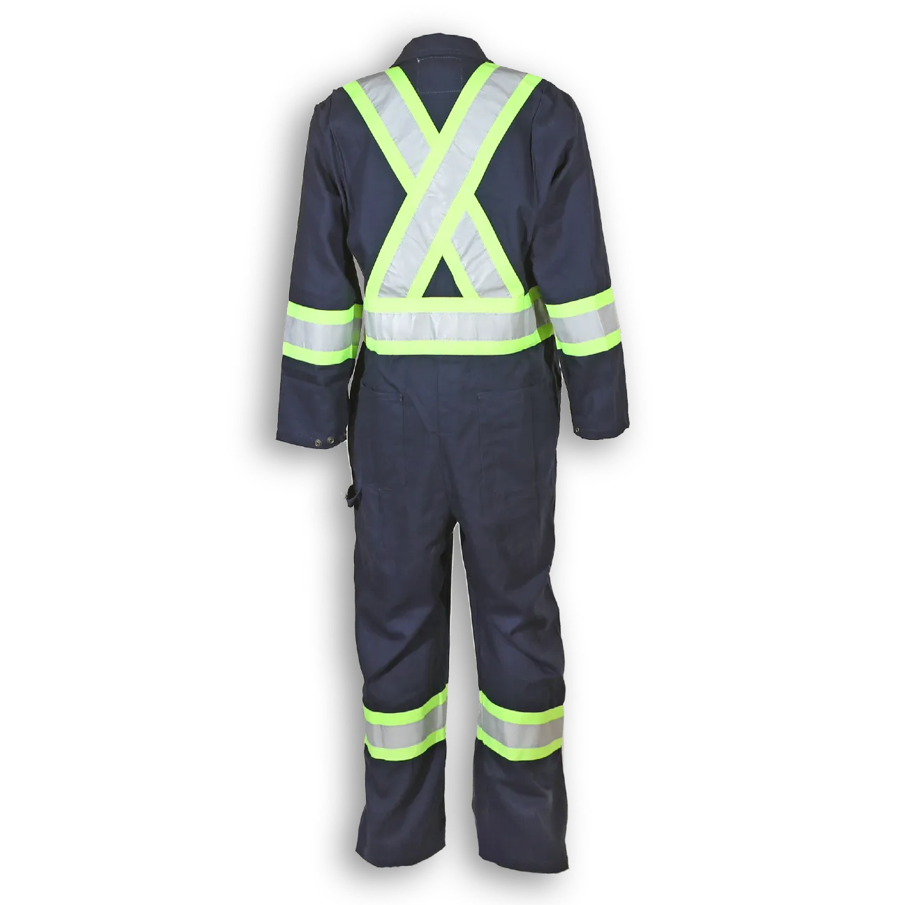 BigKClothing - BK1804SP Hi Vis Navy Blue 100% Cotton Traffic Safety Coverall - Image 2