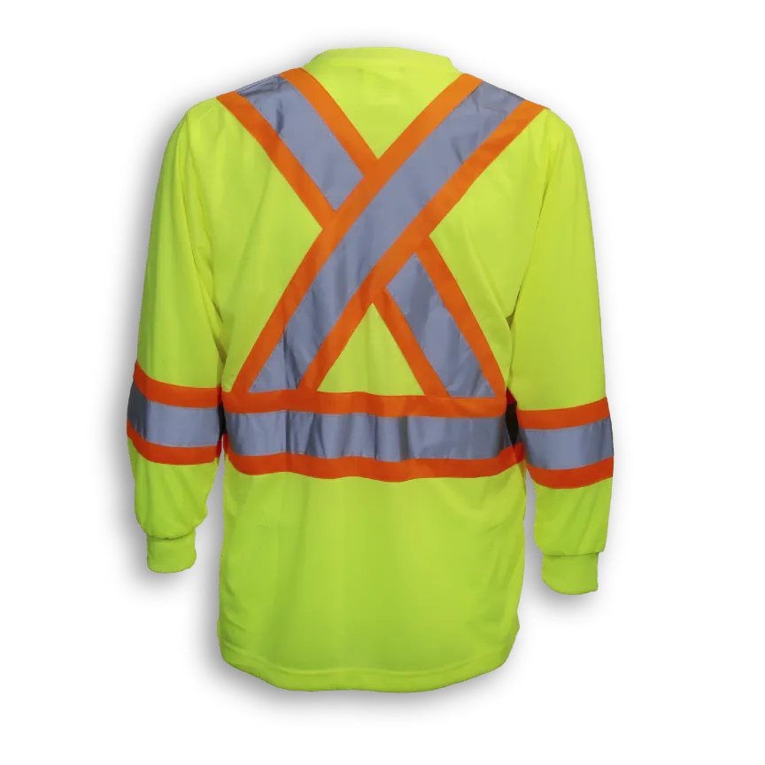 BigKClothing - BK2009-W Woman’s Lime Long Sleeve Hi-Vis T-Shirt - Image 2