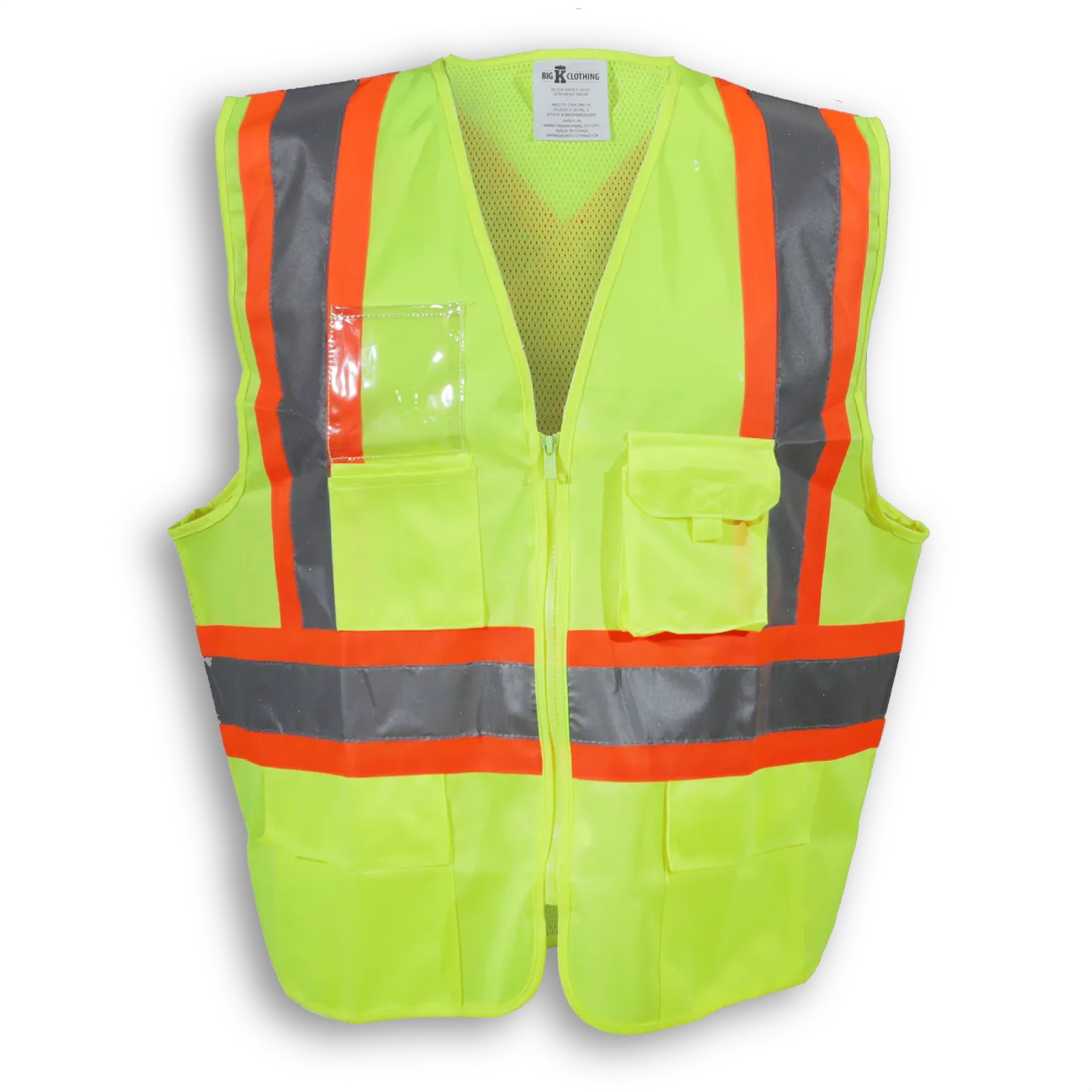 BigKClothing - BK204ZIP-MESH Lime 100% Polyester Mesh and Zipper Safety Vest