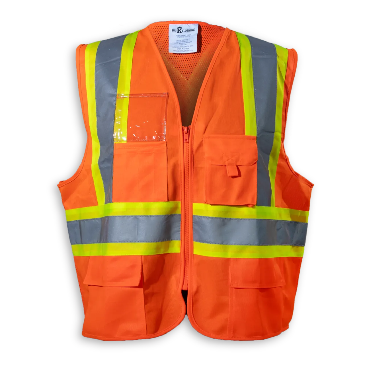 BigKClothing - BK205ZIP-MESH Orange 100% Polyester Mesh and Zipper Safety Vest