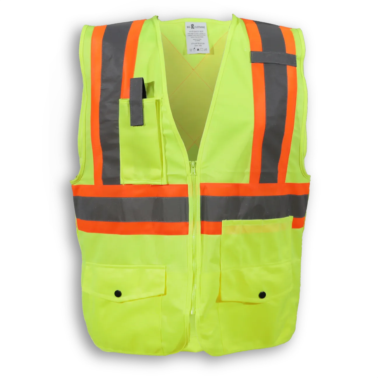 BigKClothing - BK207LM Lime 100% Polyester Safety Vest