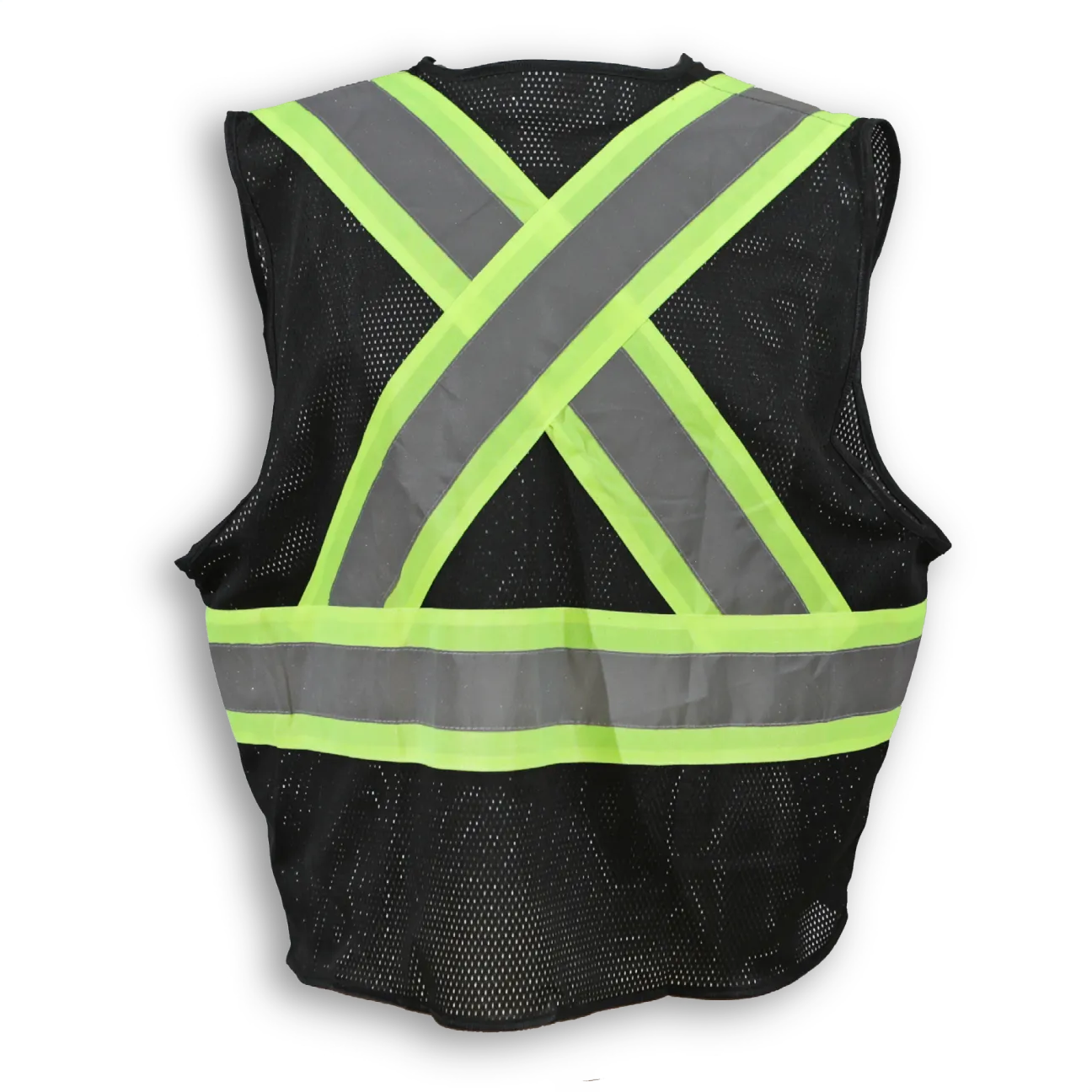 BigKClothing - BK208BLK Black 100% Polyester Mesh Safety Vest with Zipper Front - Image 2