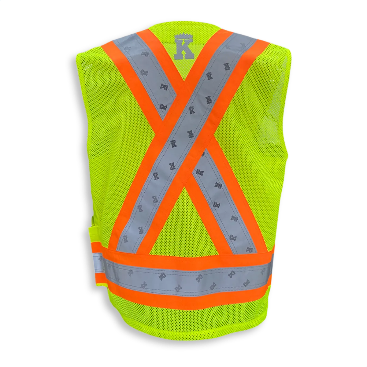 BigKClothing - BK222LM-MESH Lime Poly/Cotton Supervisor Safety Vest with Full Mesh Back - Image 2
