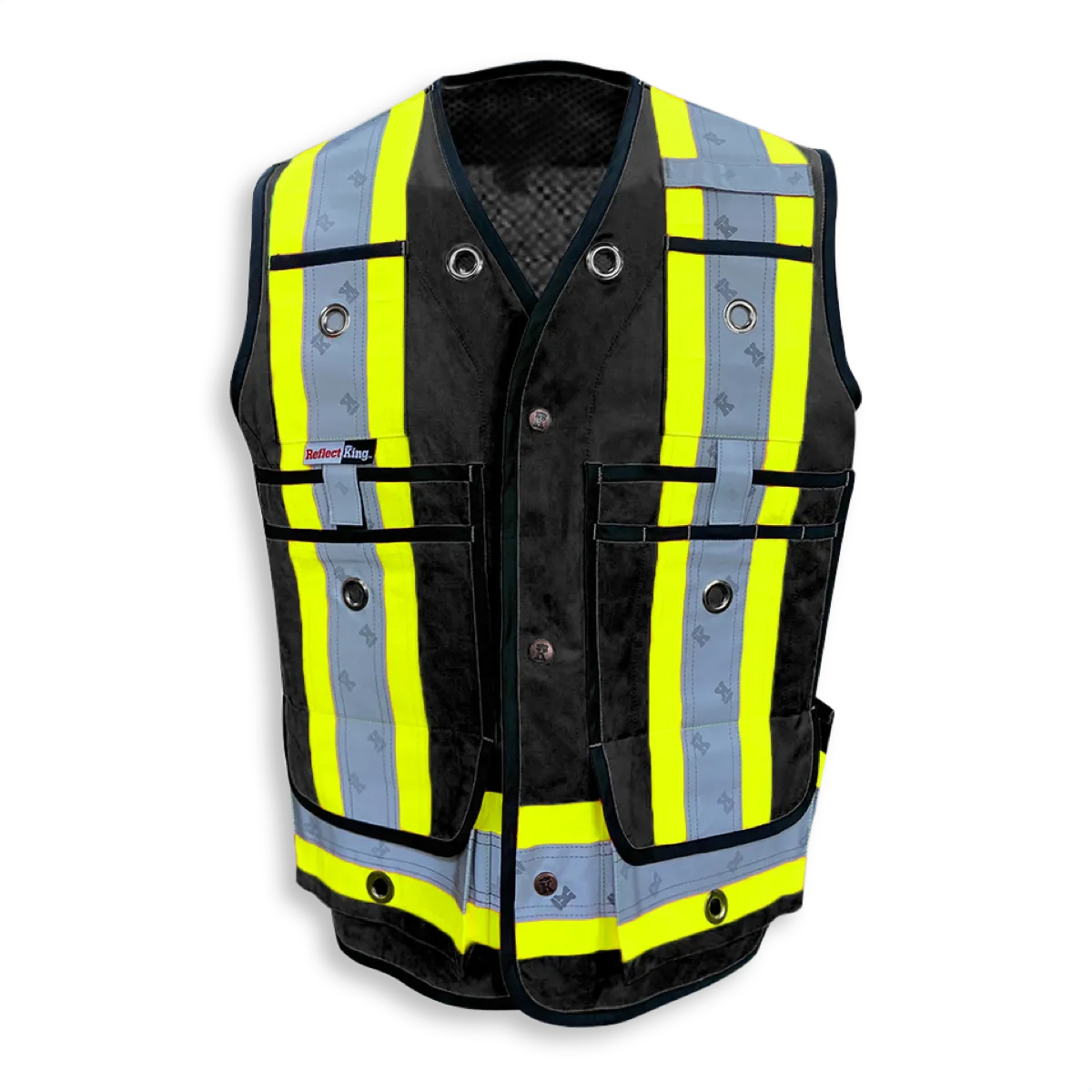 BigKClothing - BK305BLK-MESH Black Poly/Cotton Surveyor Safety Vest Full Mesh Back