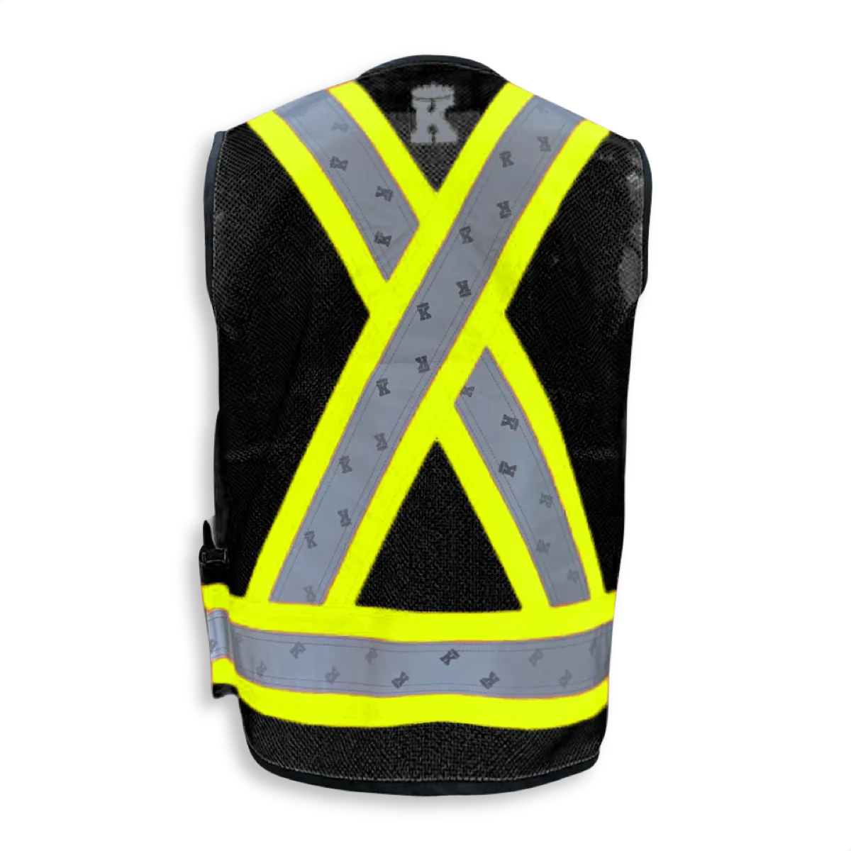 BigKClothing - BK305BLK-MESH Black Poly/Cotton Surveyor Safety Vest Full Mesh Back - Image 2
