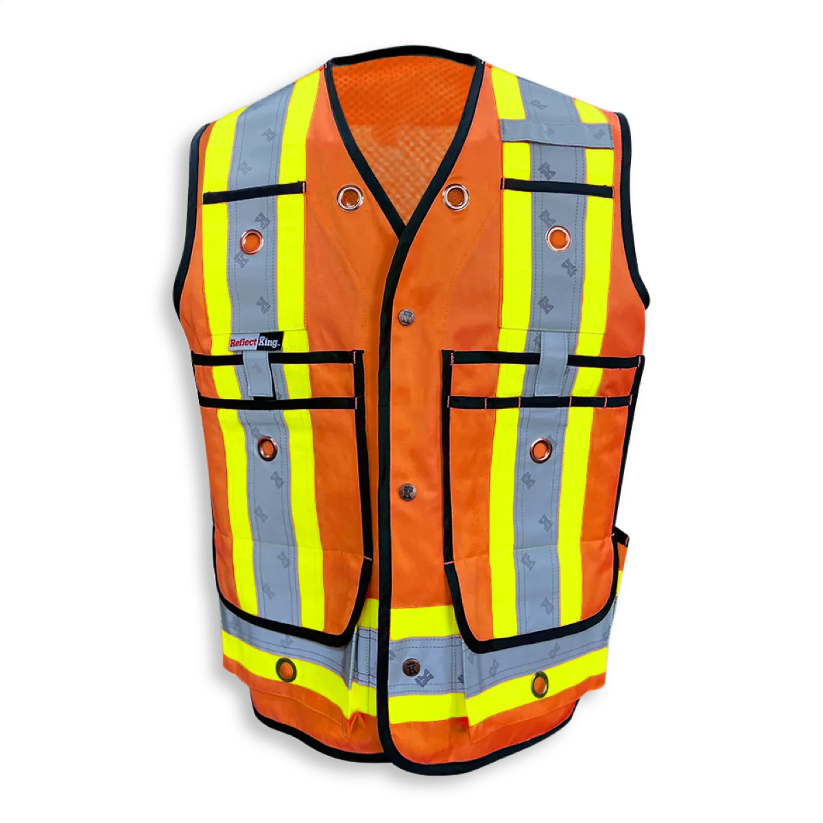 BigKClothing - BK305ORG-MESH Orange Poly/Cotton Surveyor Safety Vest Full Mesh Back