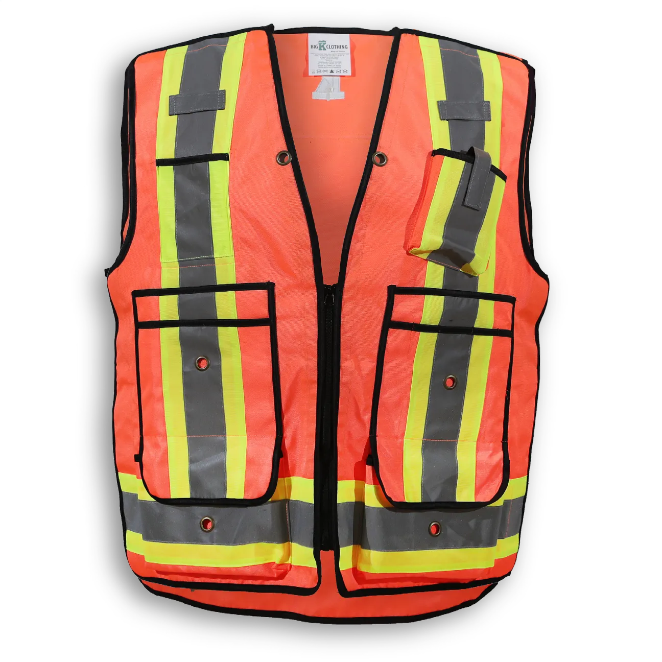 BigKClothing - BK306ORG Orange 600D Oxford Polyester Surveyor Vest
