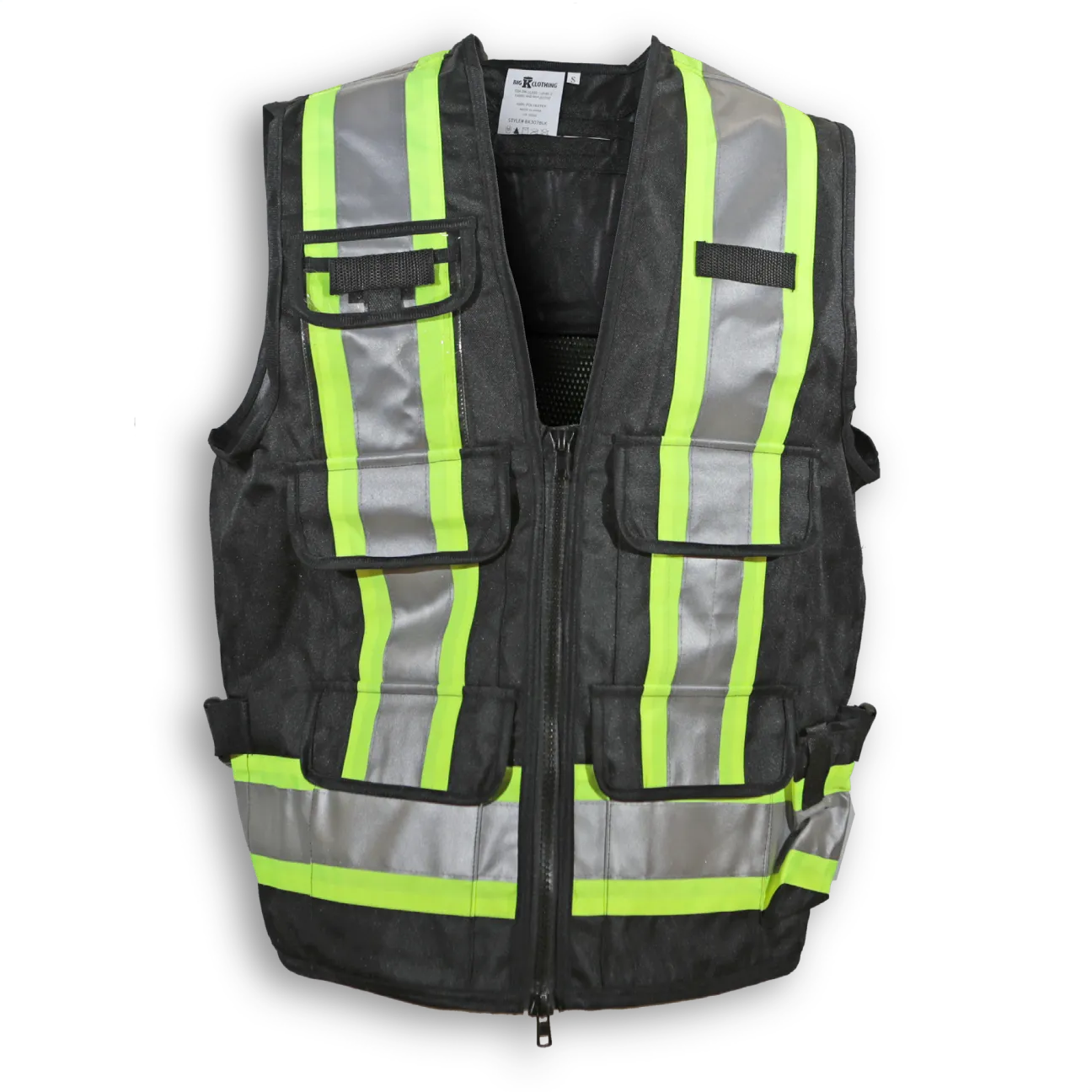 BigKClothing - BK307BLK Black Polyester Supervisor Vest with Mesh Option