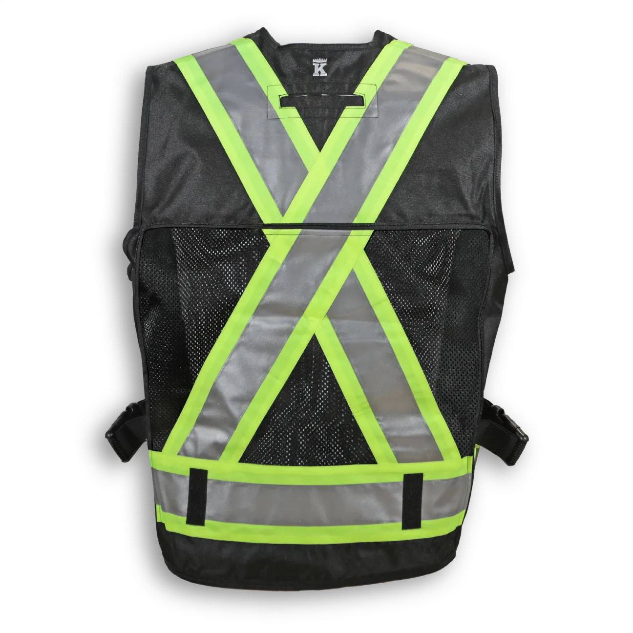 BigKClothing - BK307BLK Black Polyester Supervisor Vest with Mesh Option - Image 3