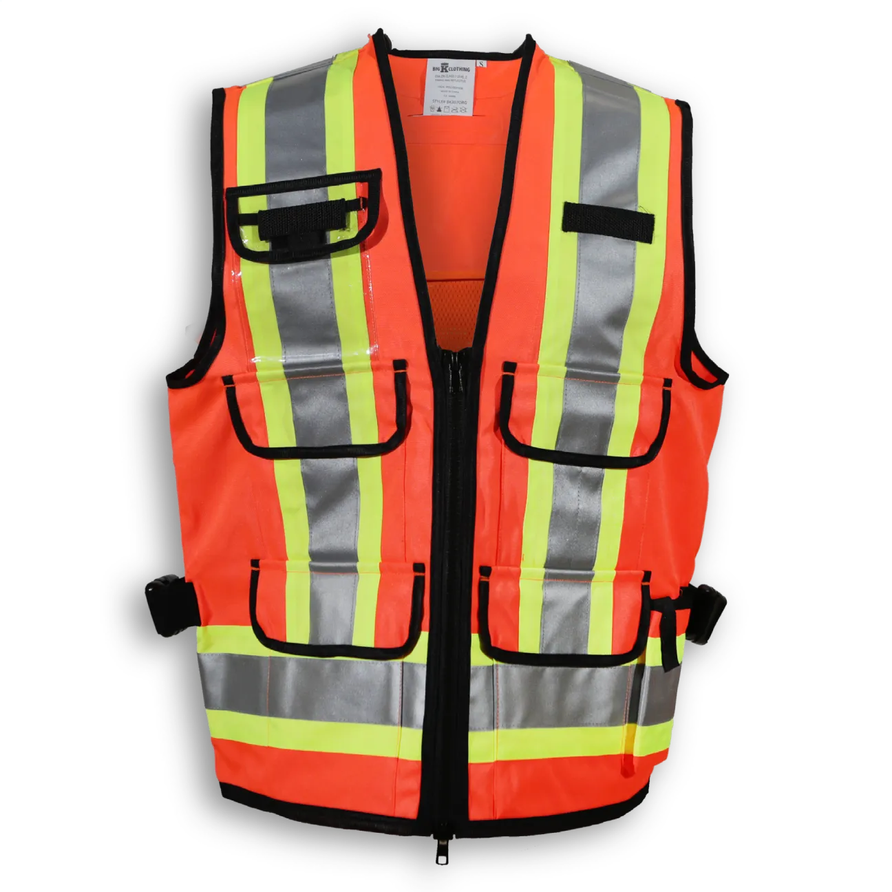 BigKClothing - BK307ORG Orange Polyester Supervisor Vest with Mesh Option