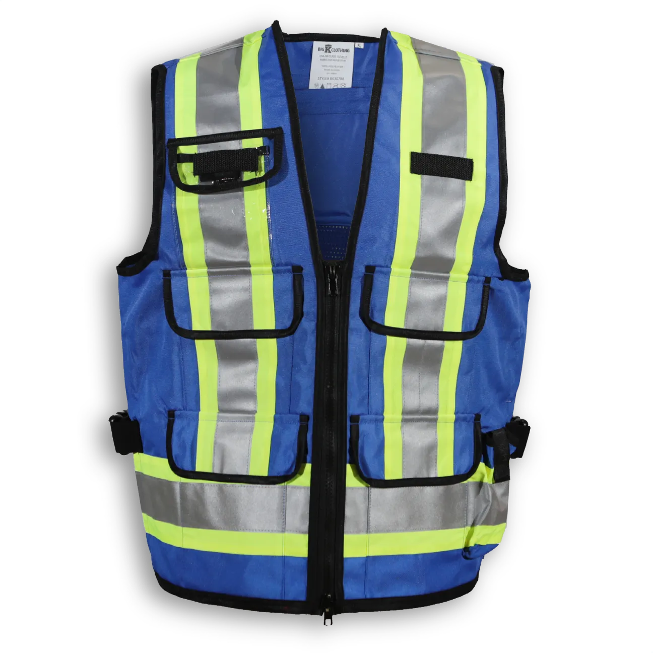 BigKClothing - BK307RB Royal Blue Polyester Supervisor Vest with Mesh Option