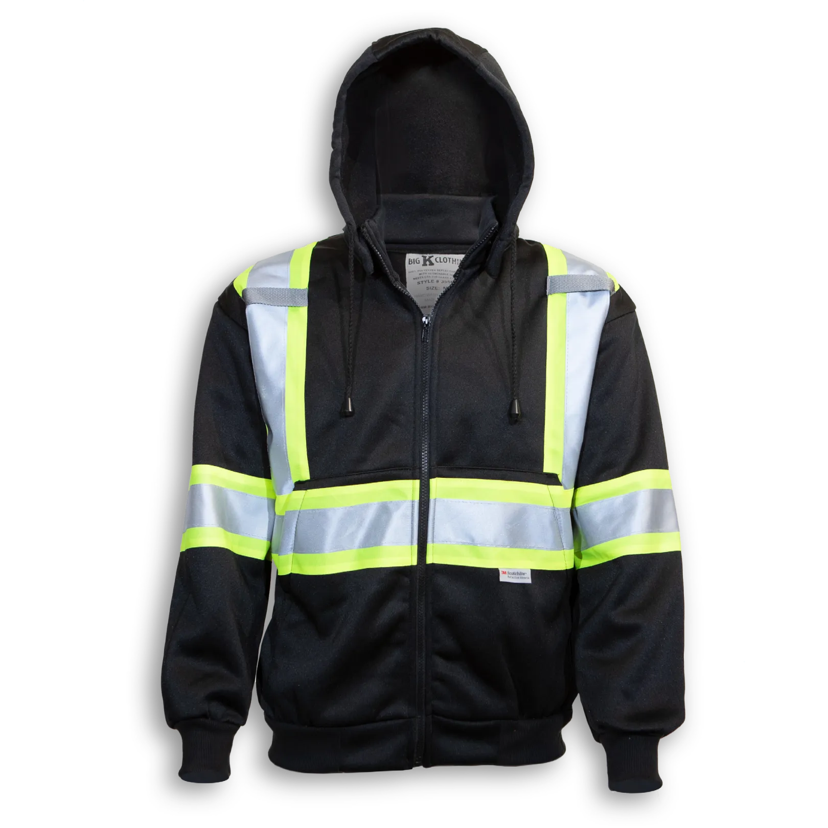 BigKClothing - BK3556BLK Black Poly Hoodie with Detachable Hood