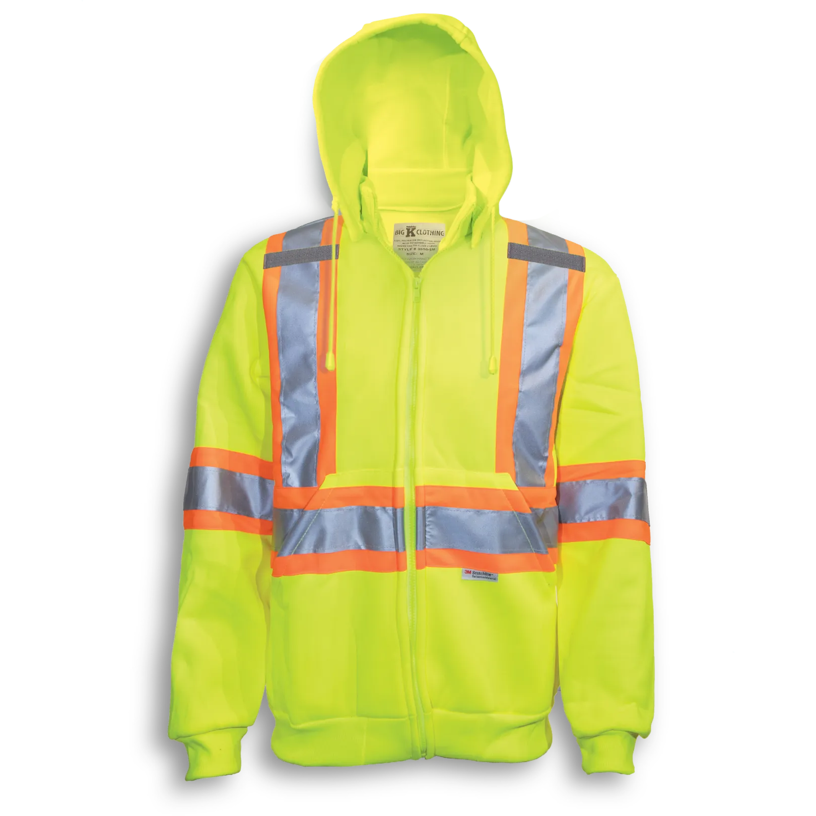 BigKClothing - BK3556LM Lime Poly Hoodie with Detachable Hood