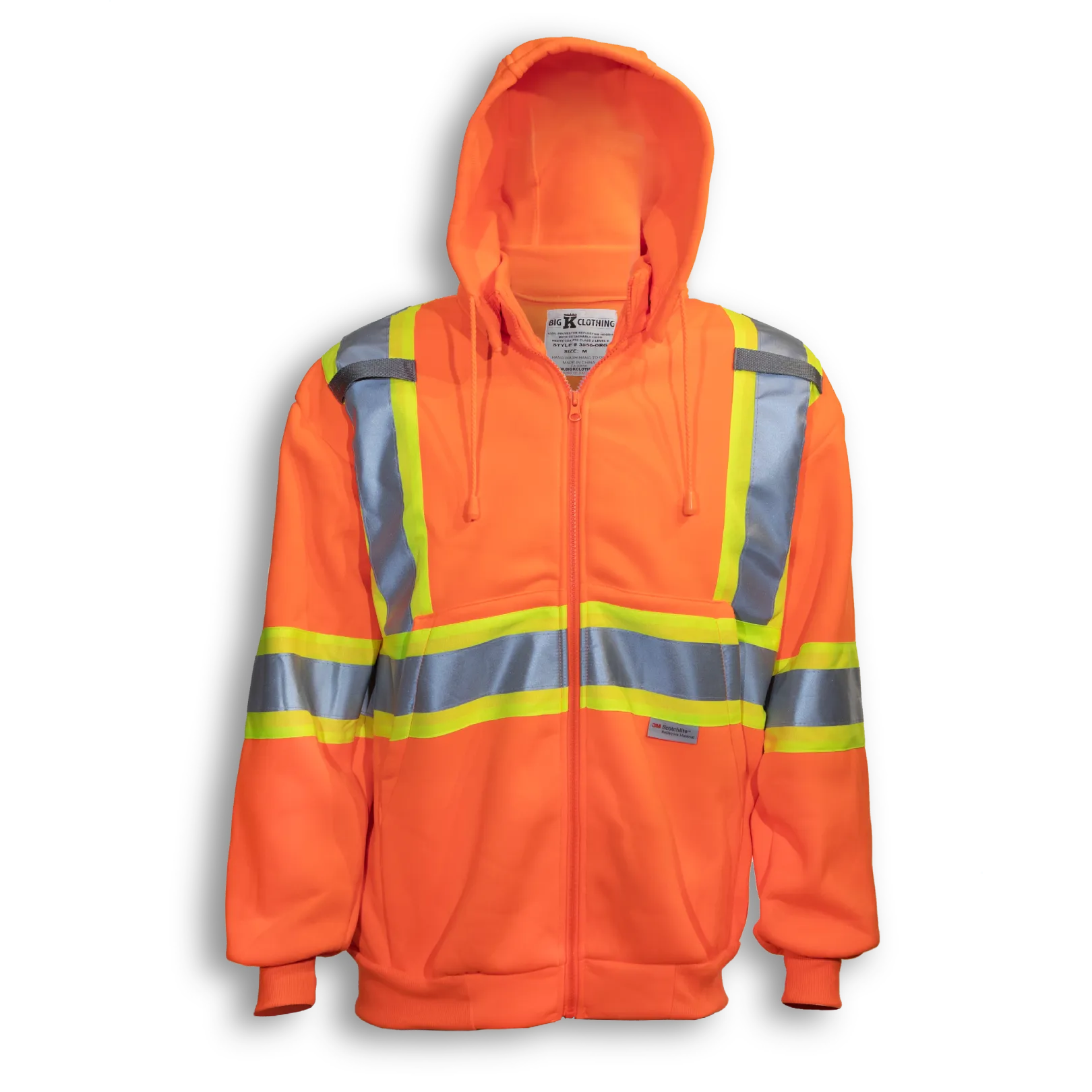 BigKClothing - BK3556ORG Orange Poly Hoodie with Detachable Hood