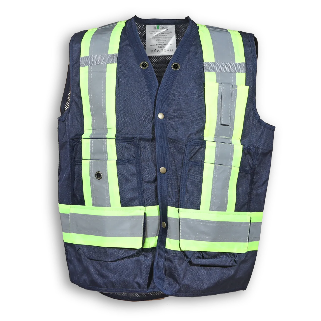 BigKClothing - BK402NV-MESH Navy 300D Polyester Mesh Surveyor Vest