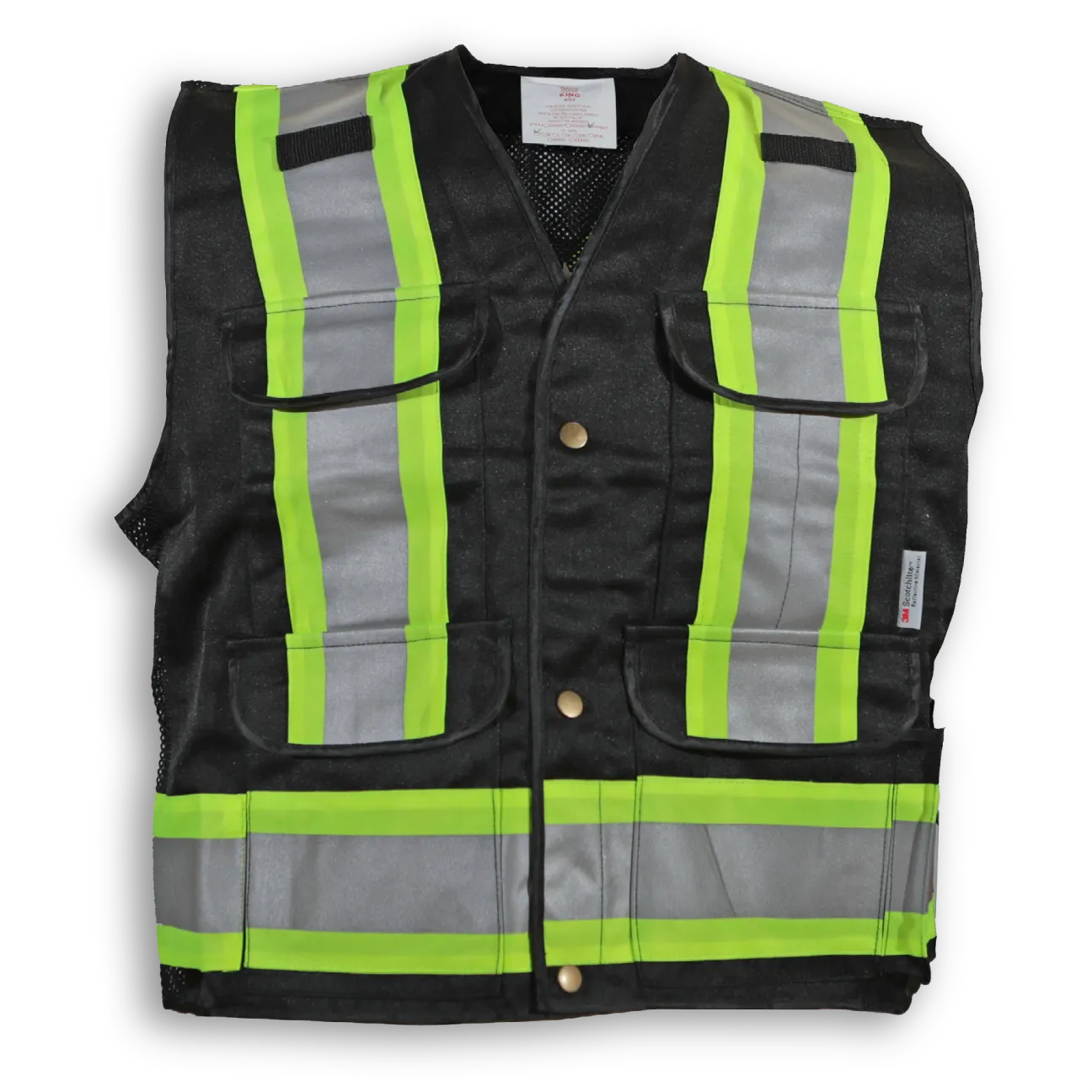 BigKClothing - BK600 Black Poly/Cotton Mesh Supervisor Safety Vest