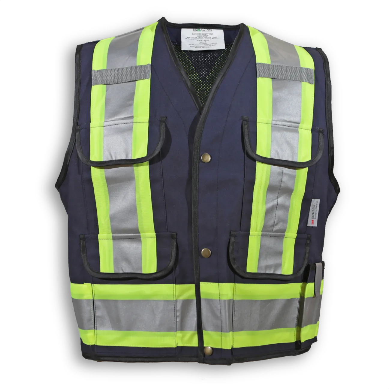 BigKClothing - BK700 Navy Blue Cotton Mesh Supervisor Safety Vest