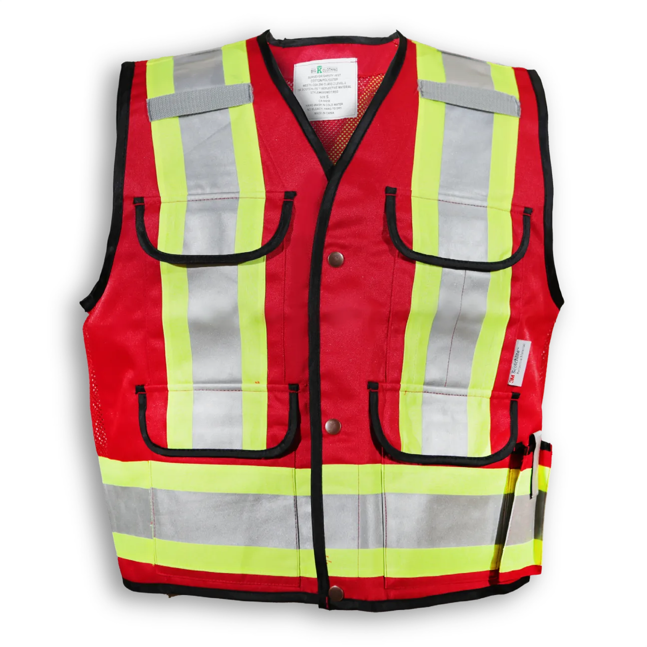 BigKClothing - BK800 Red Poly/Cotton Mesh Supervisor Safety Vest